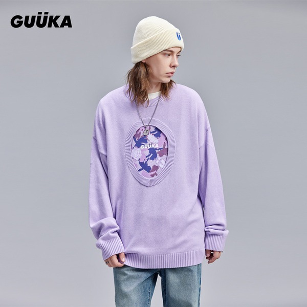 スプライシング GUUK メンズ 冬ヒップホップ ディギング ルーズ セーター