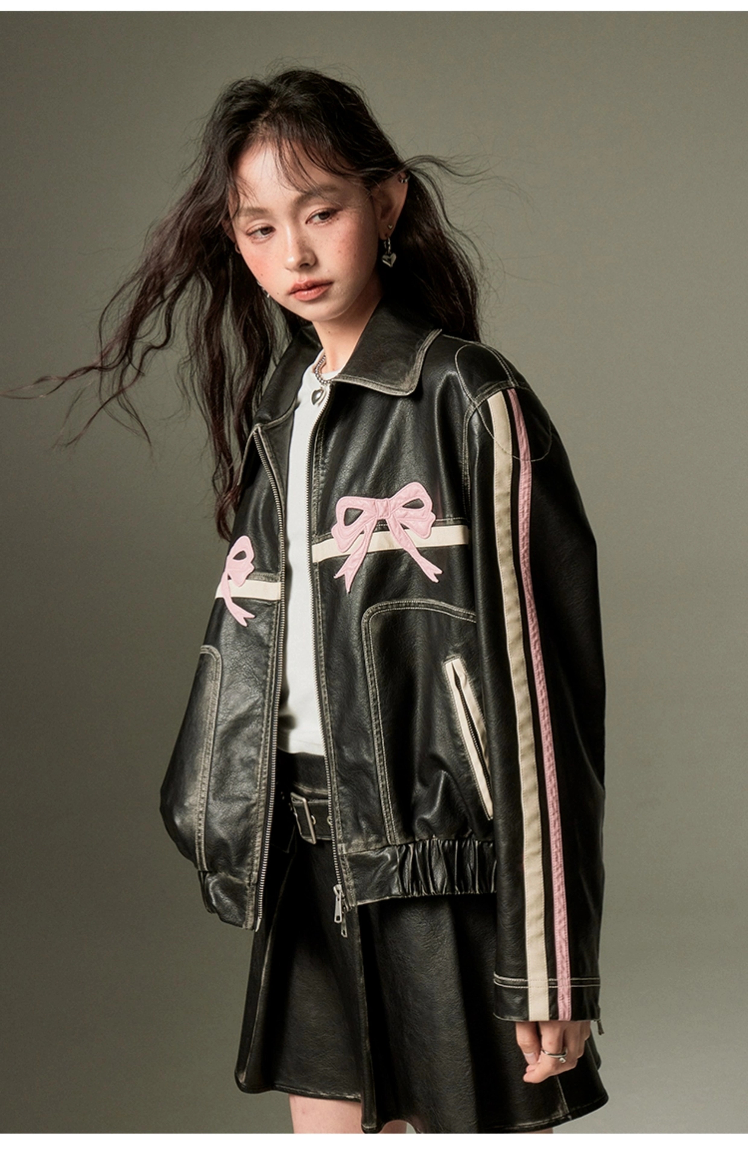 2024 春 甘くてかっこいい 長袖 かわいい ショート丈 アウター ブラック 羽織りレディーストップス合成 バイカラーカジュアル 女っぽフレンチきれいめコーデファッション 色っぽ トラック大人