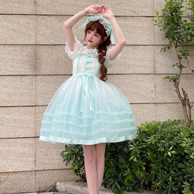ロリータ洋服jskキャミソールワンピースミルフィーユコスプレ/ロリータ茶会/ロリータワンピース