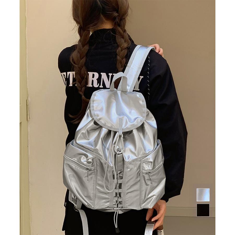 巾着リュック メタリック ドロストバッグ