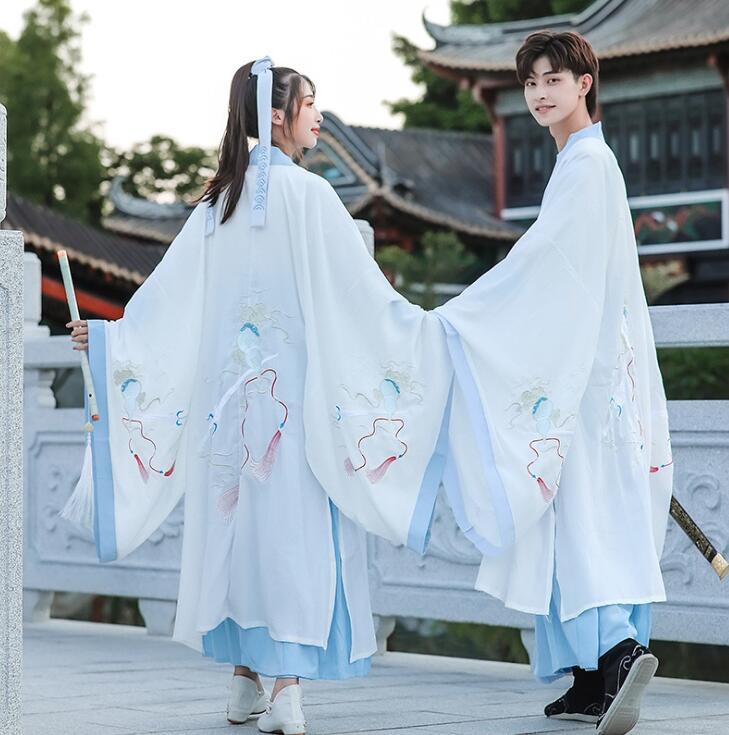 ペアルック漢服 コスプレ衣装 唐装漢服 男女兼用 中国古代衣装 カップル 漢服 レディース漢服 メンズ漢服 学園祭 文化祭 イベント 刺繍花柄 コスチューム ハロウィン 変装仮装 大きいサイズ