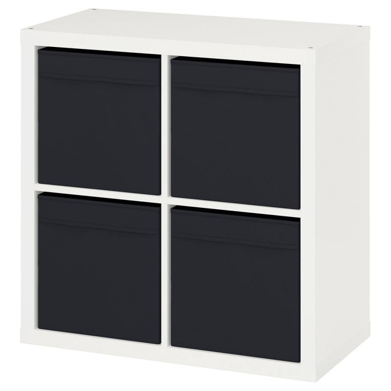 KALLAX カラックス シェルフユニット - ホワイト/ドローナ ブラック 77x39x77 cm