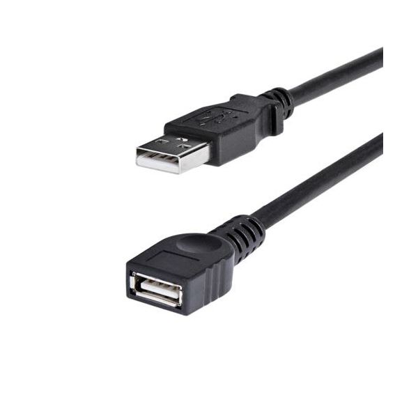 （まとめ） StarTech.com USB2.0延長ケーブル 1.8m A（オス）-A（メス） ブラック USBEXTAA6BK 1本 [x5セット]