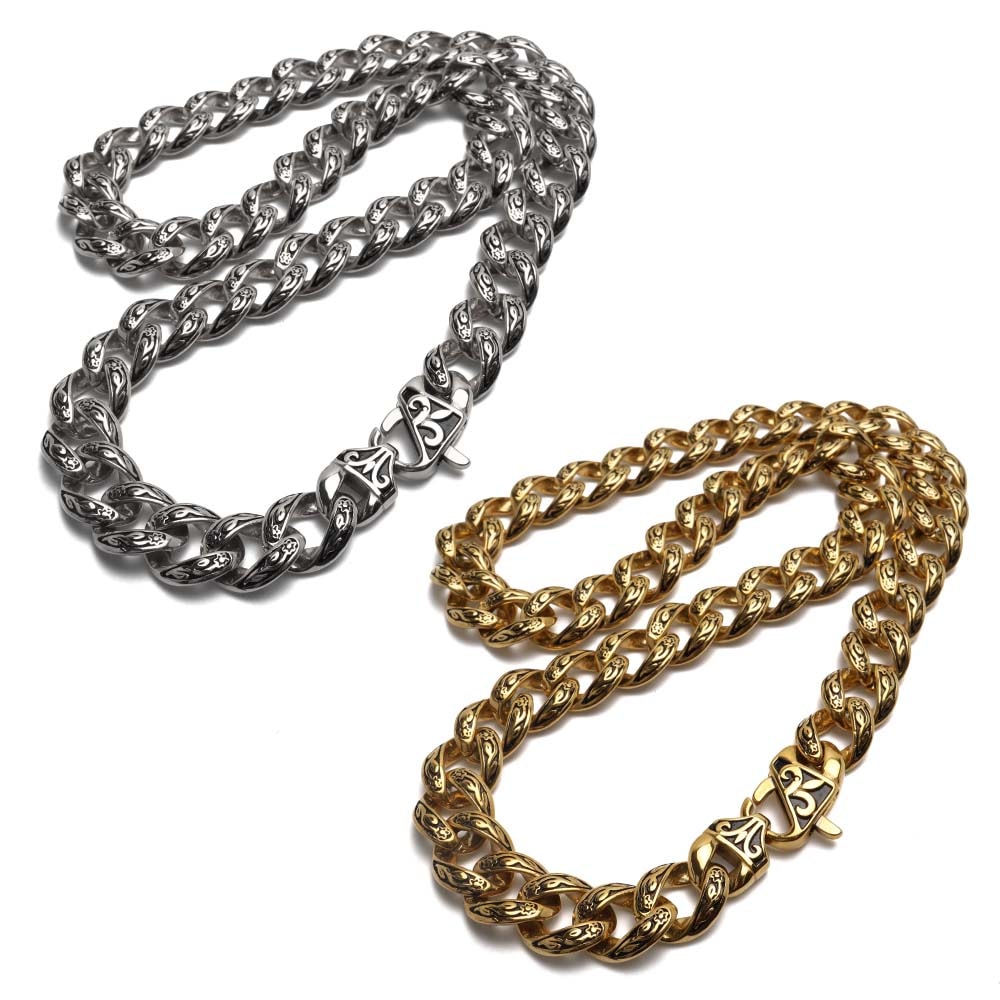 ステンレス ごつめの唐草ネックレス 2色 [n1101]