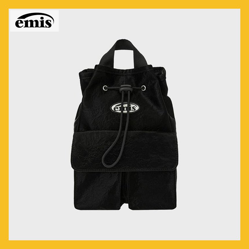 バックパック・リュック Emis Mini Wappen Pocket Backpack Black emis】 Mini Wappen Pocket Backpack Black エミスミニパック