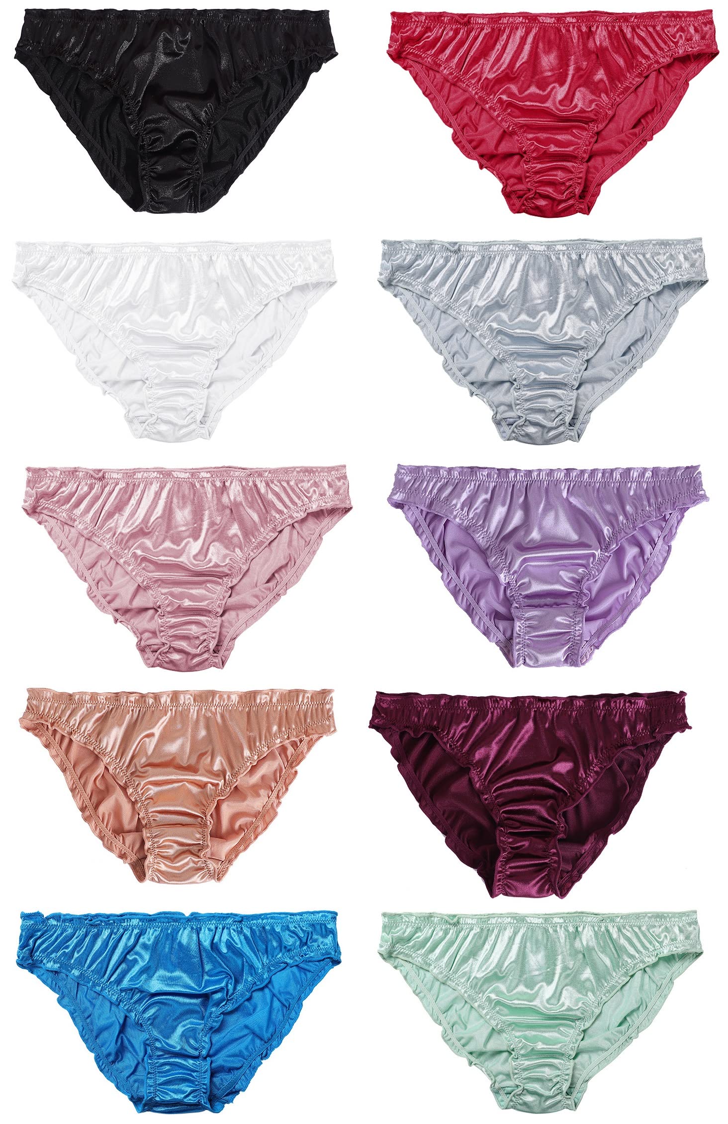 [Kurop] 4枚セット USAサイズ サテン生地 スーパーストレッチ パンティ レディース ショーツ パンツ 下着 セクシー かわいい 女性 光沢 大きい