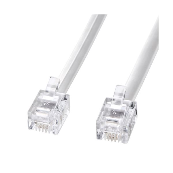 （まとめ） サンワサプライ モジュラーケーブル（白） TEL-N1-10N2 (×5セット)