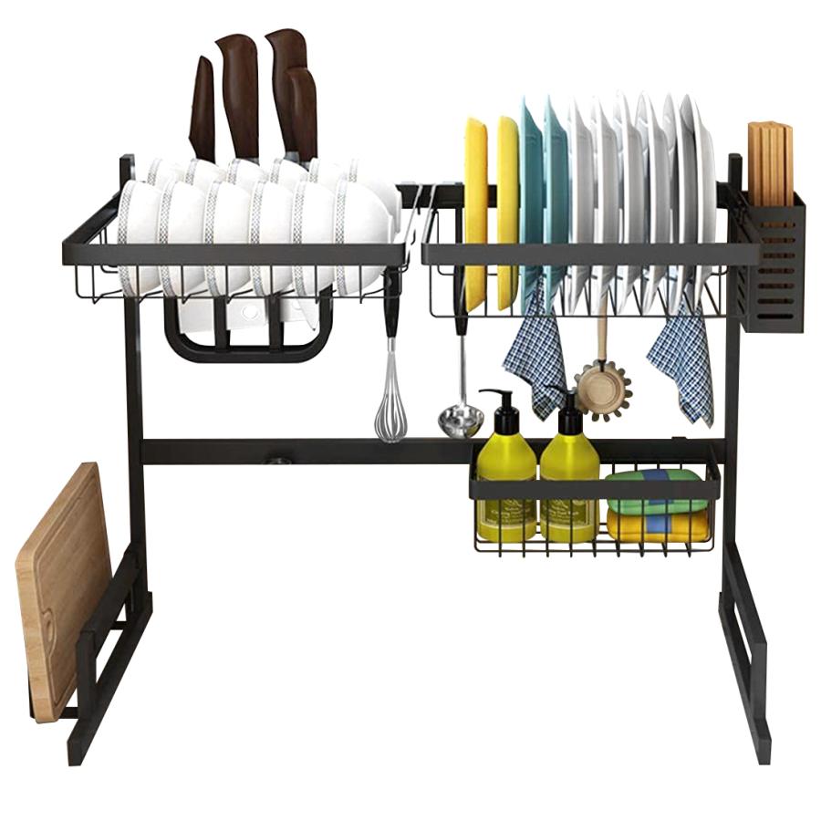 2枚購入で100円OFF！水切りラック シンク上 2段 食器水切り 食器収納 キッチン収納 水切りかご キッチンラック 皿立て 箸入れ まな板立て ディッシュラック 台所用品 大容量 65cm