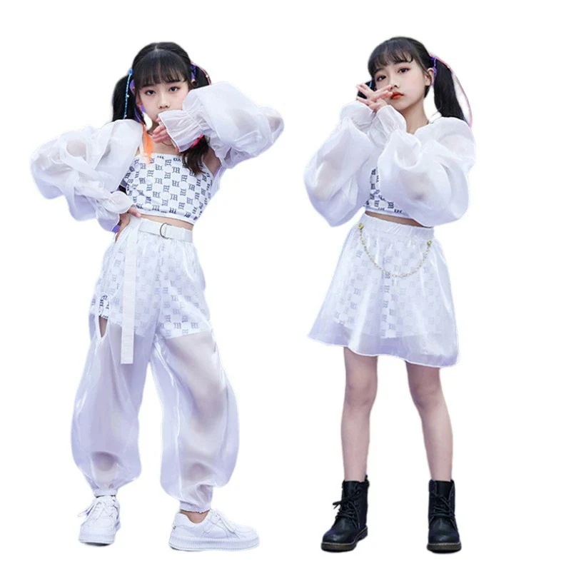 キッズダンス衣装ヒップホップセットアップトップスパンツスカート長袖女の子ドラムジャズダンスステージ衣装おしゃれ子供服上下セット応援団チアダンス体操服KpopJAZZ発表会演出服
