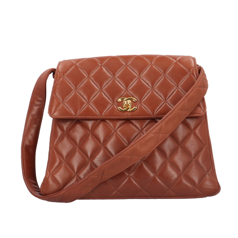 シャネル マトラッセCCココマーク ショルダーバッグ ラムスキン ブラウン CHANEL 中古