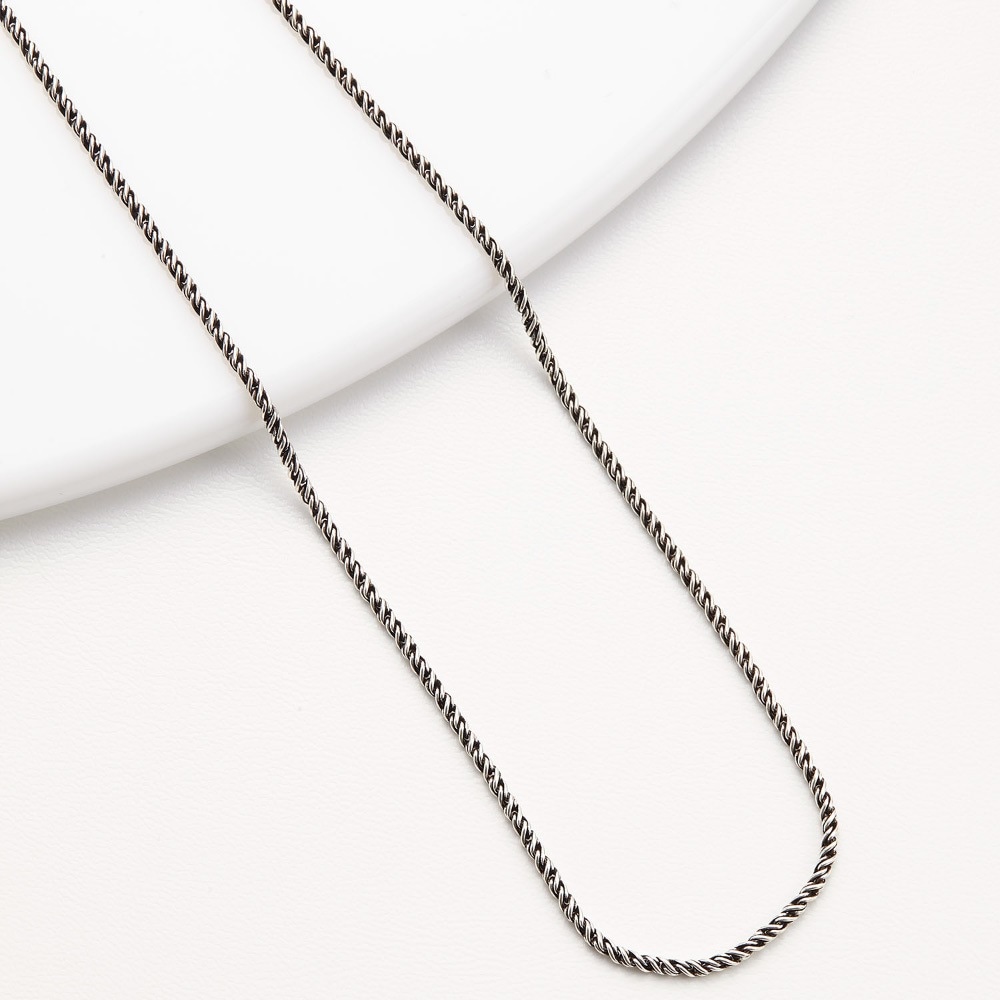 ネックレス メンズ レディース チェーンのみ シルバー925 ロープ 太さ2mm 長さ55cm 燻し