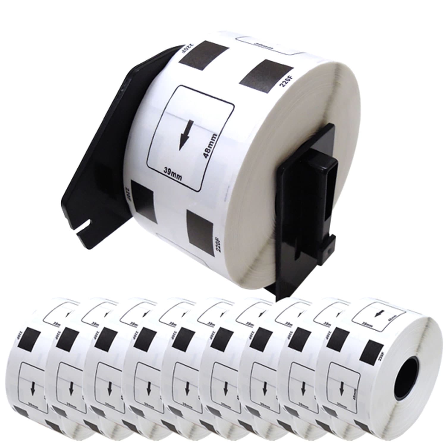 ブラザー用 ピータッチ DKプレカットラベル (感熱紙) DK-1220 互換品 食品表示用ラベル 白 39mm×48mm 620枚入り 10個セット+ホルダー1個