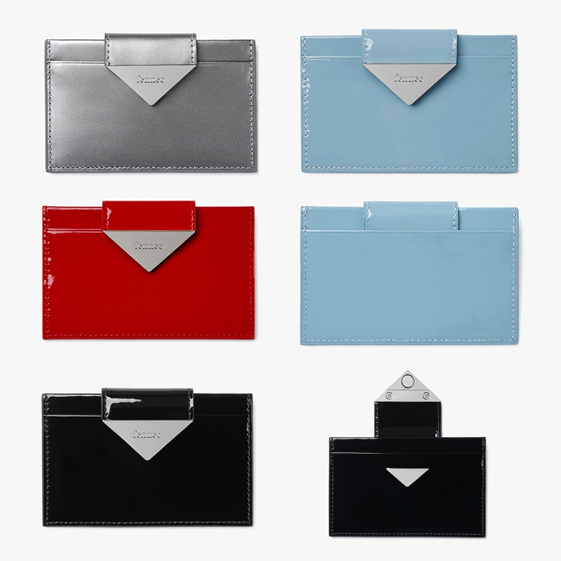 TRIANGLE BRIDGE CARD HOLDER- TIN SILVER / BLACK / BLUE / CHERRY RED