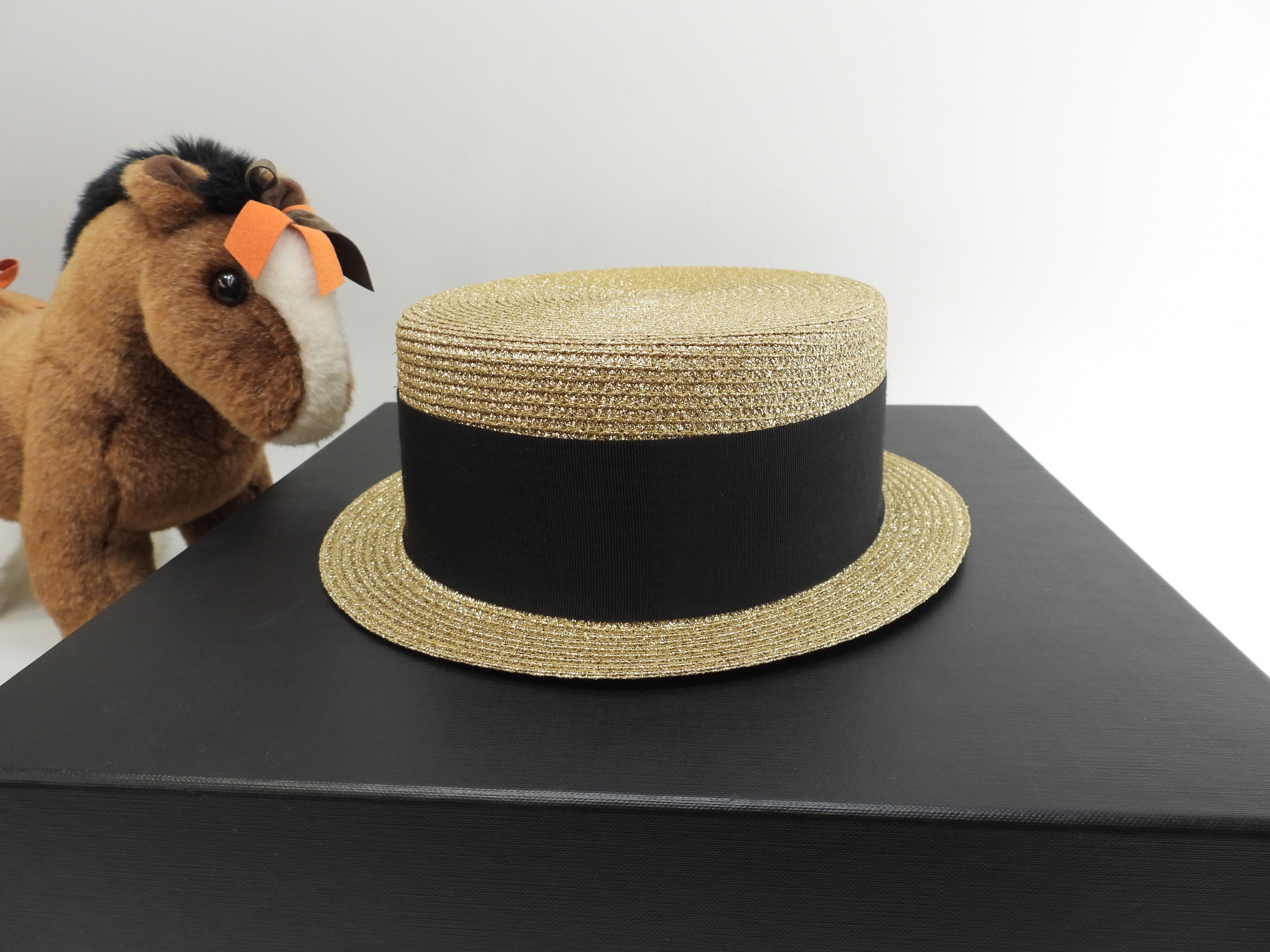 サンローラン ハット ゴールド 黒バンド レディース 帽子 極美品@ 1