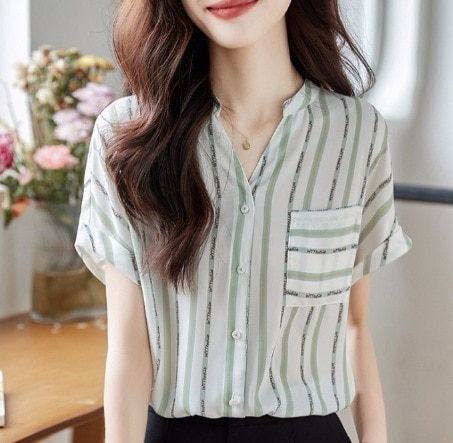 個性的 デート トップス シャツ ブラウス 袖あり 半袖 Vネック 襟なし ポケット 前開き 薄手 かわいい 可愛い きれいめ おしゃれ お洒落 可愛い 女子 こなれ感 ラフ 素敵 4,771円