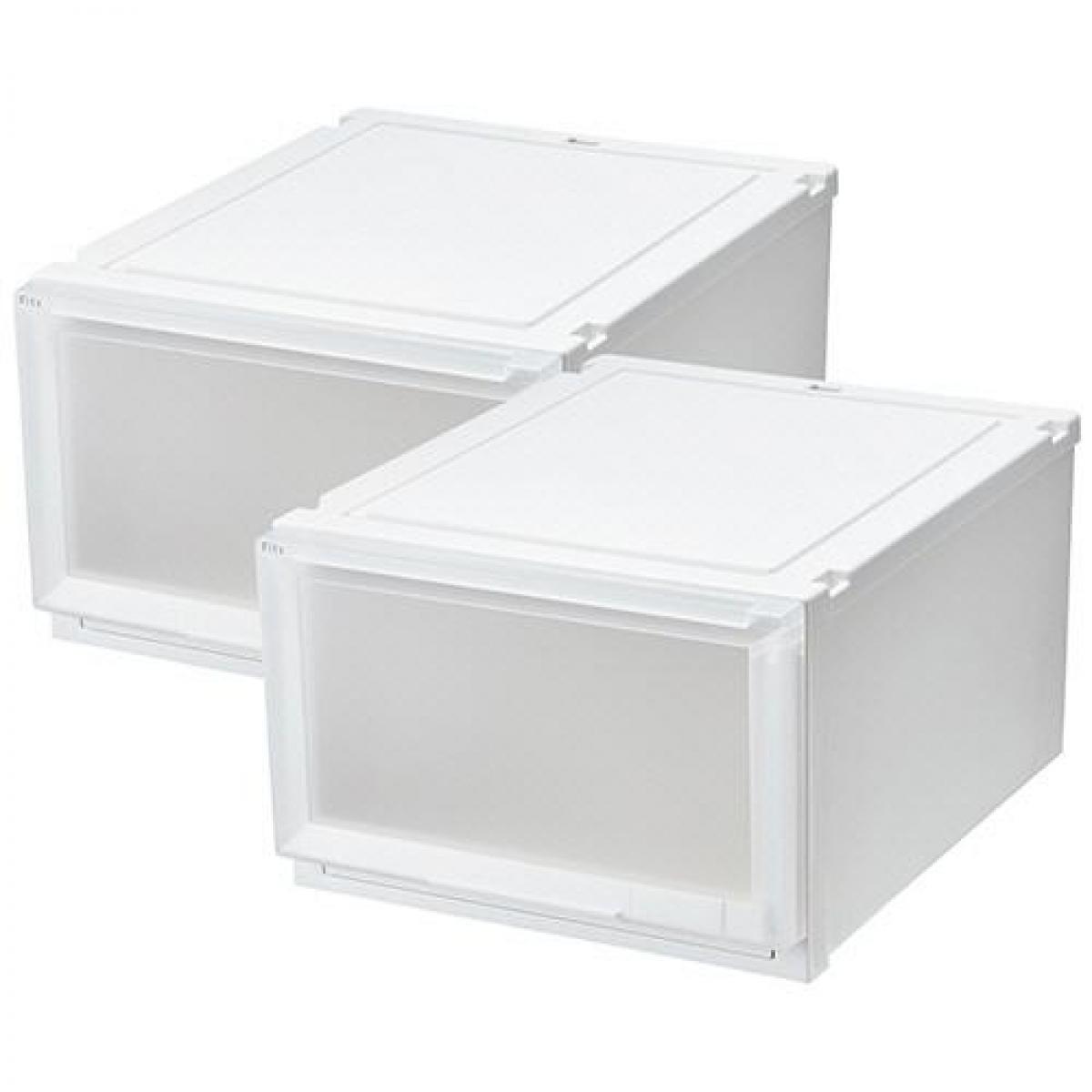 天馬(TENMA) フィッツケース 55-45L ホワイトクリア 収納 ケース 衣類 Fits 収納ボックス ホワイト (2個組)