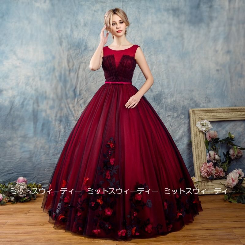 カラードレス ロングドレス 演奏会 結婚式 花嫁 ウエディングドレス 披露宴 イブニングドレス 二次