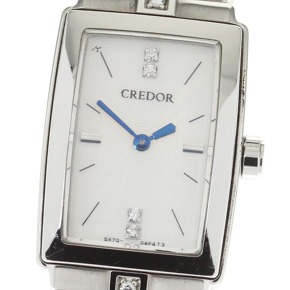 セイコー SEIKO 5A70-0AM0 クレドール アクア ダイヤ クォーツ レディース _809364【中古】