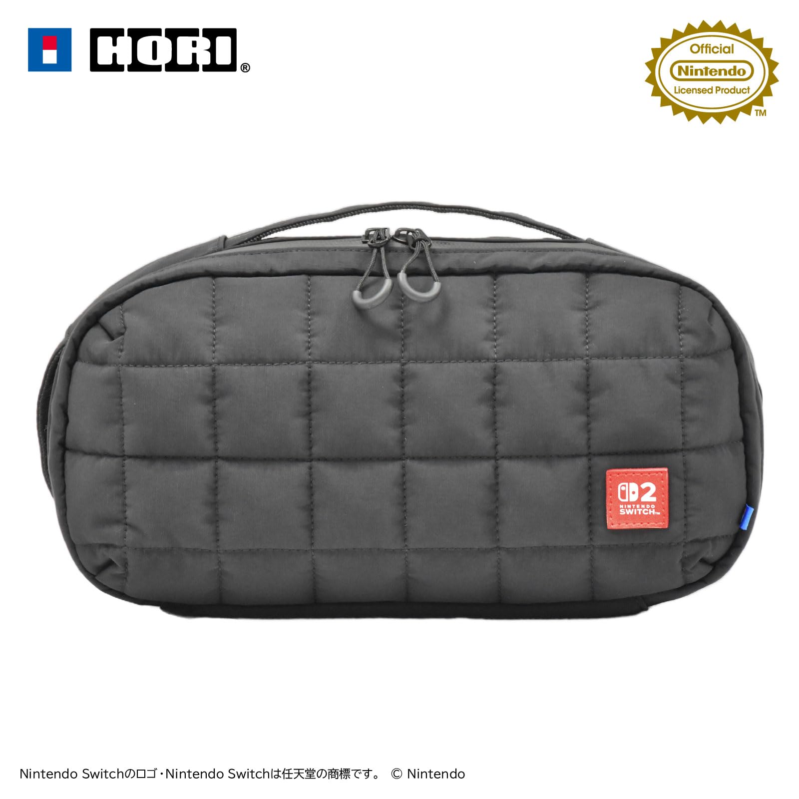 【任天堂ライセンス商品】キルティングミディアムポーチ for Nintendo Switch 2 ブラック【Siwtch2・旧Switch両対応】