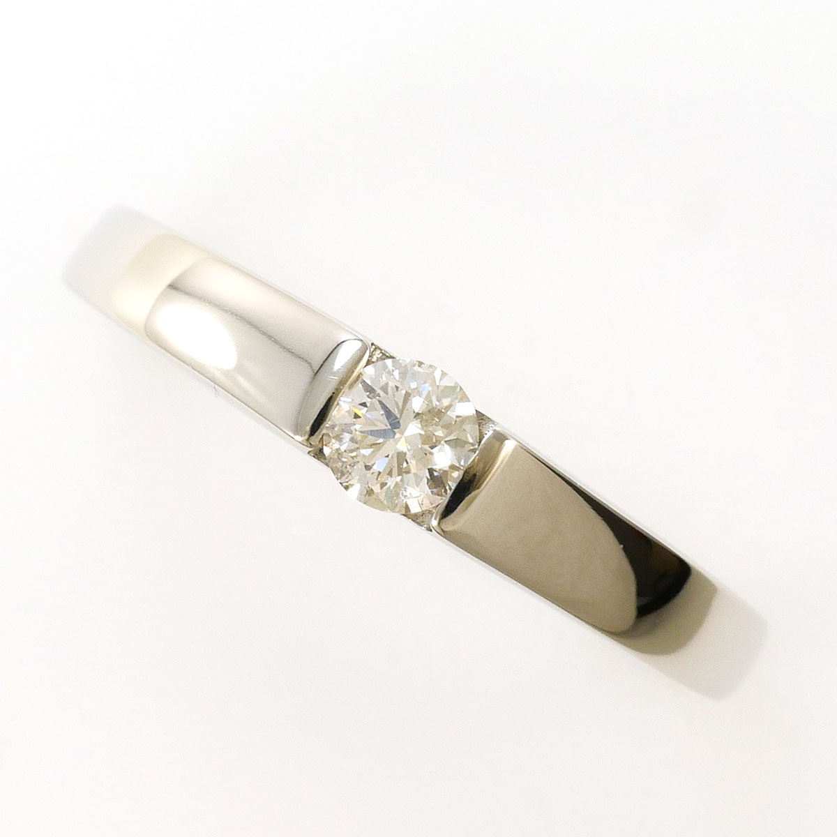 PT900 プラチナ リング・指輪 14号 ダイヤモンド 0.17ct 総重量約2.6g 中古