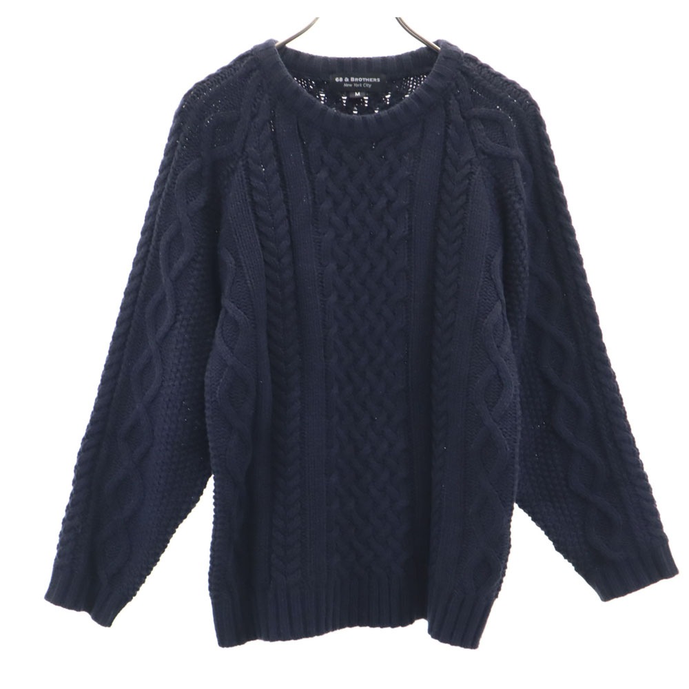 長袖 セーター M ネイビー系 ニット メンズ 古着