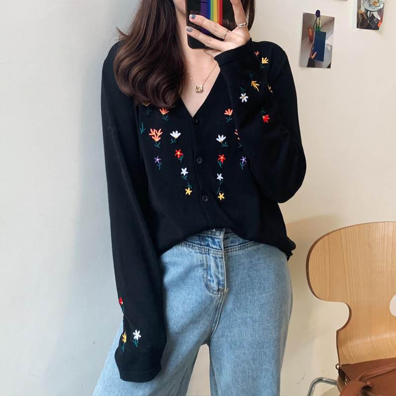 トップス ブラウス カーディガン 袖あり 長袖 Vネック スタンドカラー ワイド 刺繍 かわいい 大人可愛い きれいめ シンプル 大人 上品 おしゃれ 大人可愛い こなれ感 ラフ キュート ガーリー