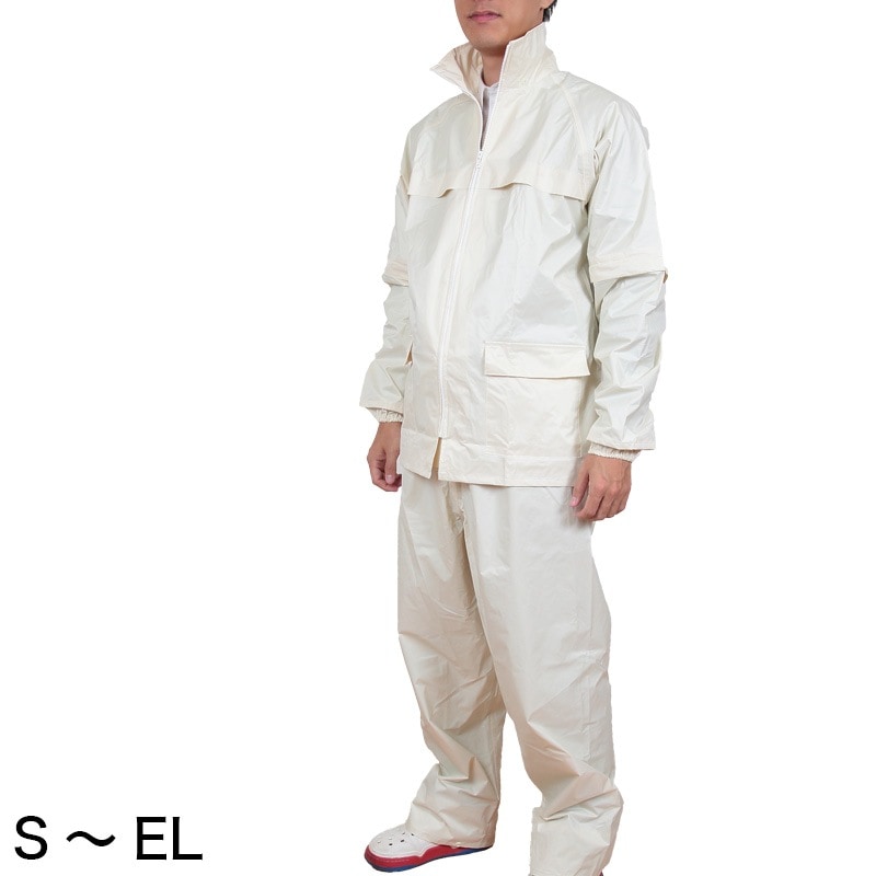 袖の着脱で半袖になる 袖トレールレインスーツ S～EL (通学用 作業用 雨合羽) (送料無料) (取寄せ) 6,134円