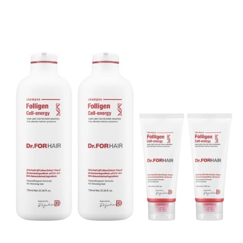 ドクターフォーヘアセルエネルギーシャンプー750ml x 2 + 100ml x 2保湿弾力栄養頭皮健康ヘアケアギフト