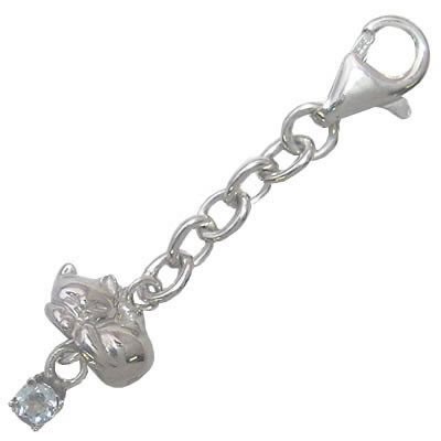 幸せを招く猫モチーフ ( 3月誕生石 ) シルバー アクアマリンチャームトップホルダー楽ギフ_包装