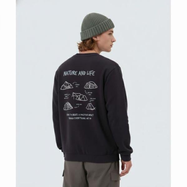 SNOWPEAK APPAREL テントグラフィックマンツーマン S25FMFHT62 ダークチャコール