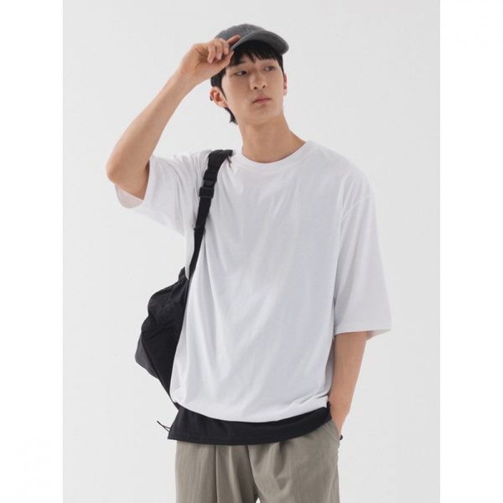 [Pianer] クールオーバーフィットストリング半袖Tシャツ (ホワイト)