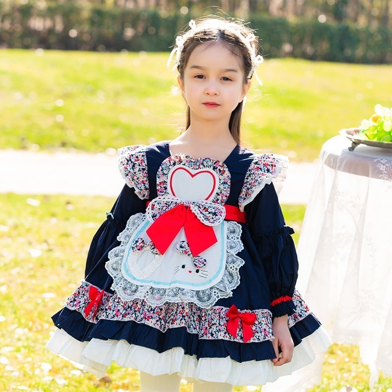 zhiya 子供服 秋冬 ダークカラー 可愛い ロリータ ロリータ 女の子 花柄 チュチュスカート