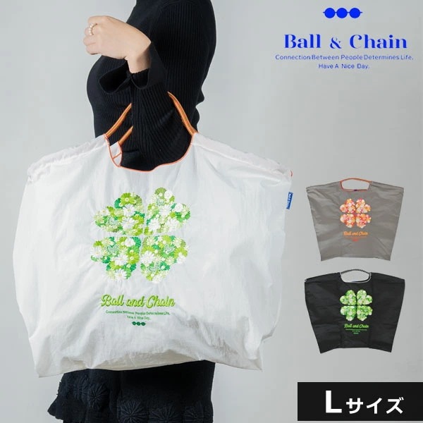 【即納】 Ball＆Chain ボールアンドチェーン 正規品 CLOVER Lサイズ クローバー 四つ葉 バッグ ショッピングバッグ エコバッグ トートバッグ ショルダー 刺繍 ギフト 301126