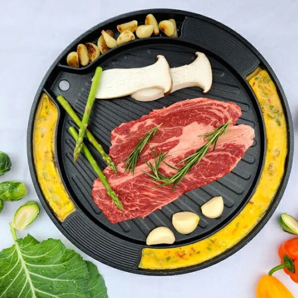 値下げ！　韓国雑貨焼肉用ハナロ チーズ卵焼き鉄板(円形)　チーズタッカルビ鉄板　韓国料理　【IH対応不可】