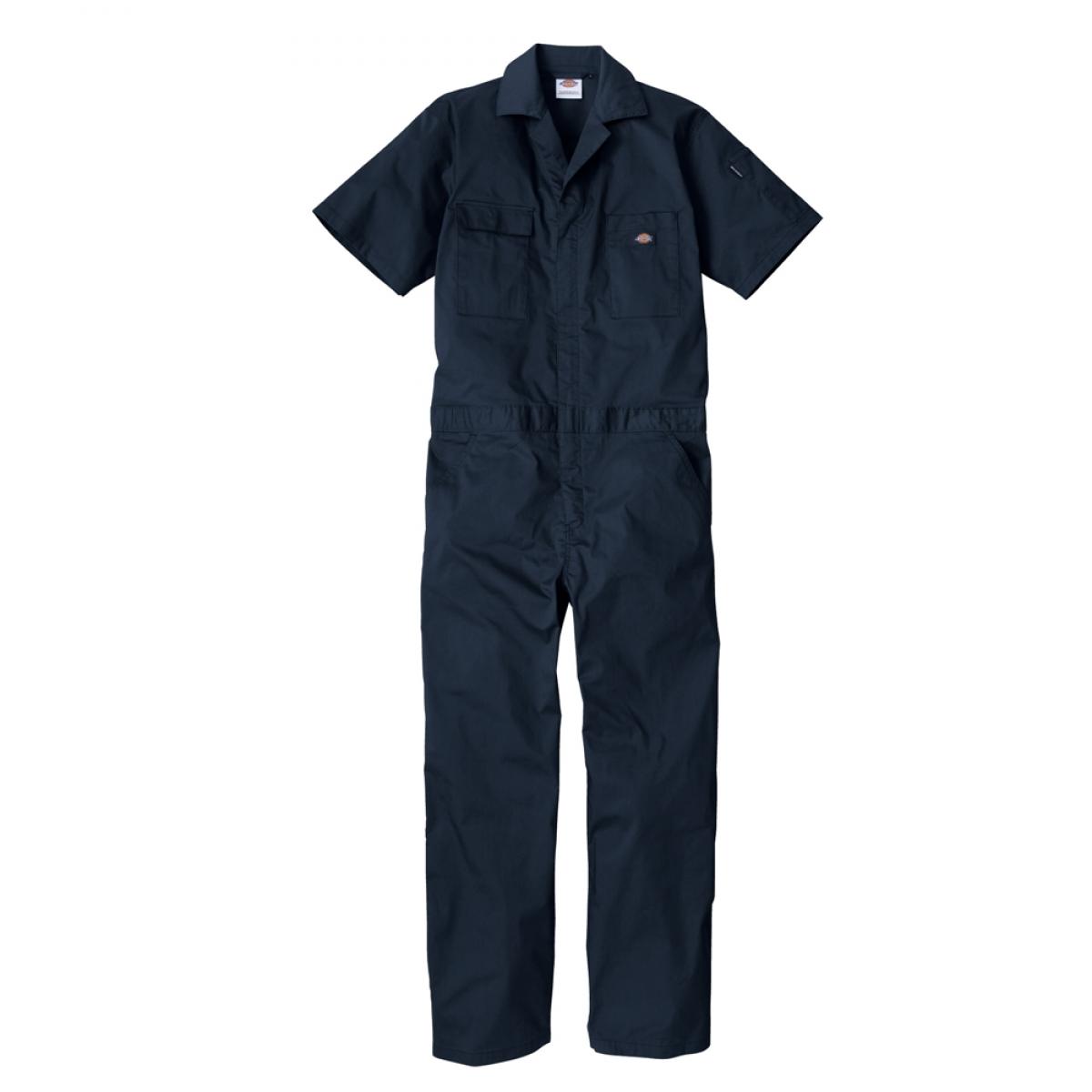 Dickies ディッキーズ ライトT/Cストレッチ 半袖ツナギ ネイビー XS D-6702 つなぎ 接触冷感 夏 コーコス 作業着 作業服