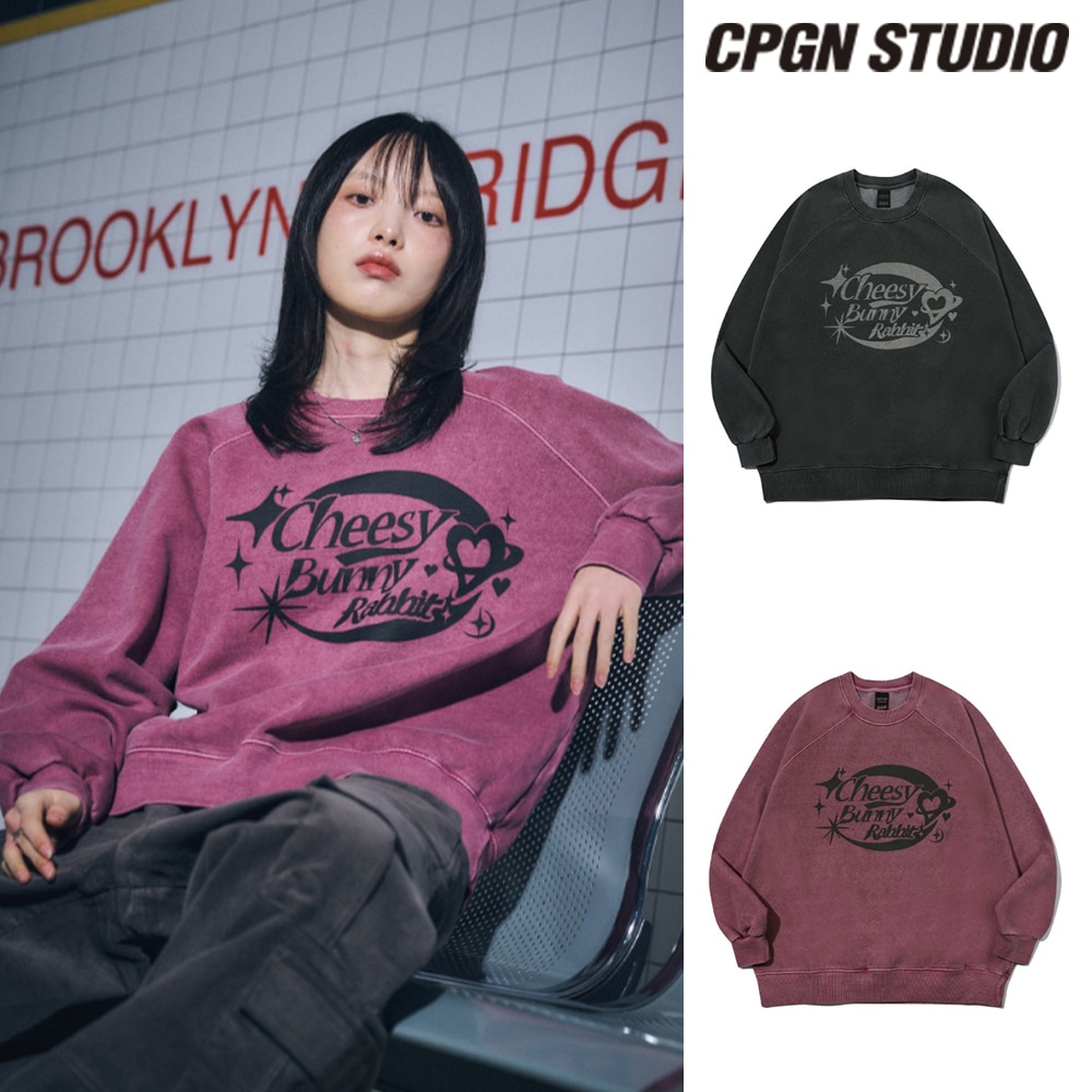 【CPGN STUDIO】 Cheesy Bunny Raglan Pigment Sweatshirt