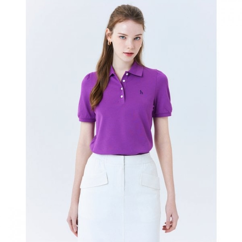 [24SS] バイオレットソリッドコットンブレンドショートスリーブカラーTシャツHSTS4BC43V2