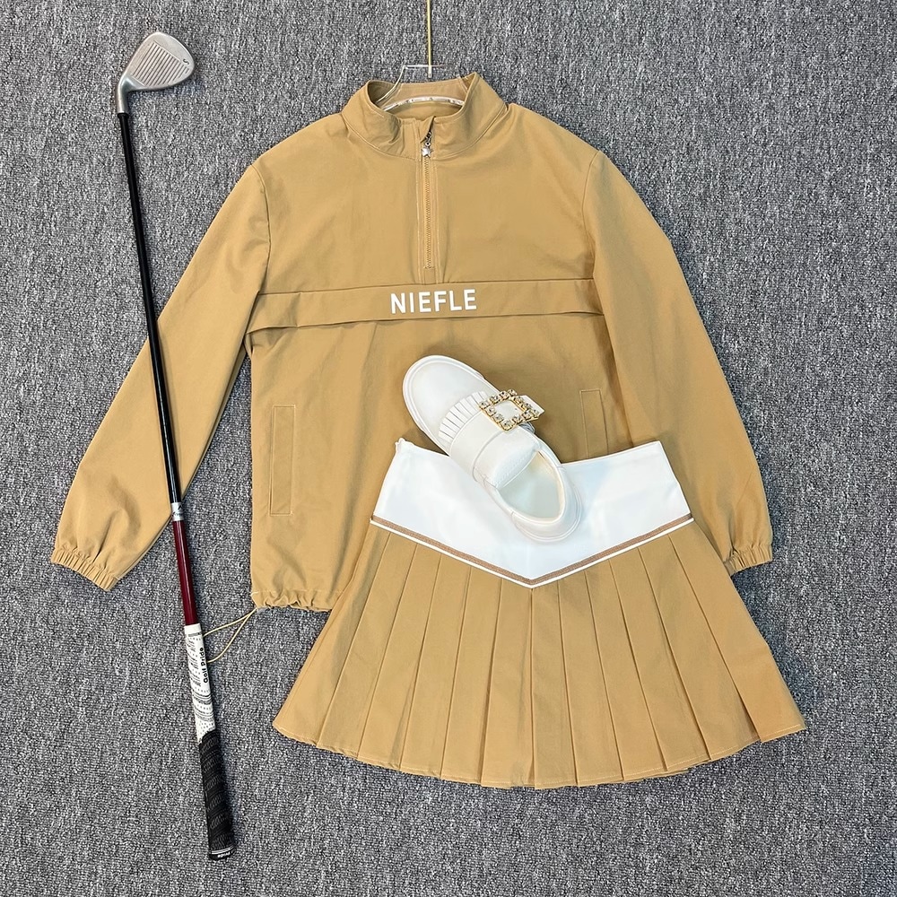 ゴルフウェア 2024 秋 秋服 上下セット レディース スポーツウェア プリーツスカ ジャカード Tシャツ 長袖 スカート セットアップ 春 女性 テニスウェア 韓国風 おしゃれ