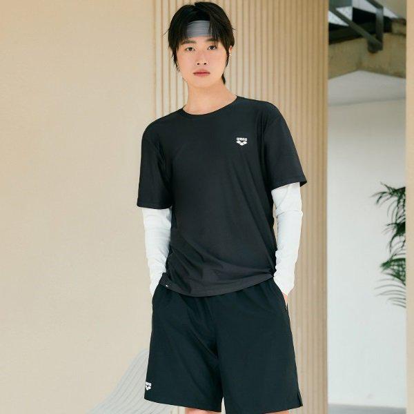 男性365リラックスフィットレイヤードラッシュガード（A5BM1RR44BLK）