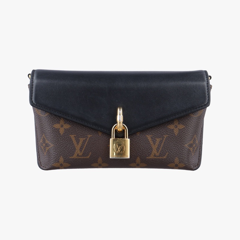 パドロックオンストラップモノグラム/ブラウン系×ノワールモノグラムキャンバス×カーフレザーM80559ICチップ中古