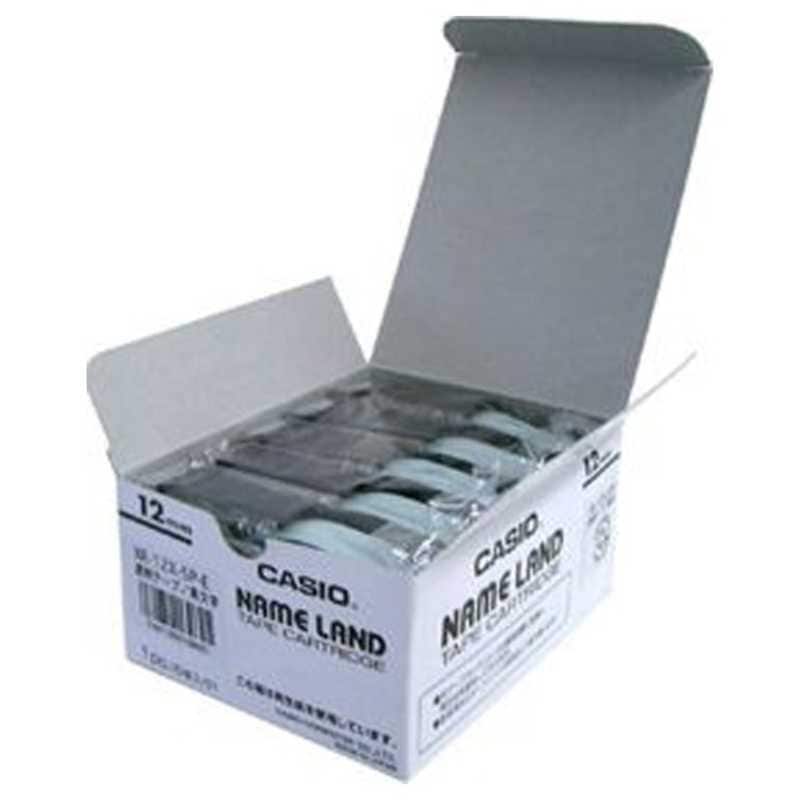 カシオ　CASIO　ネームランド(NAME LAND)スタンダードテープ(透明テープ/黒文字/12mm幅5本入)　XR-12X-5P-E