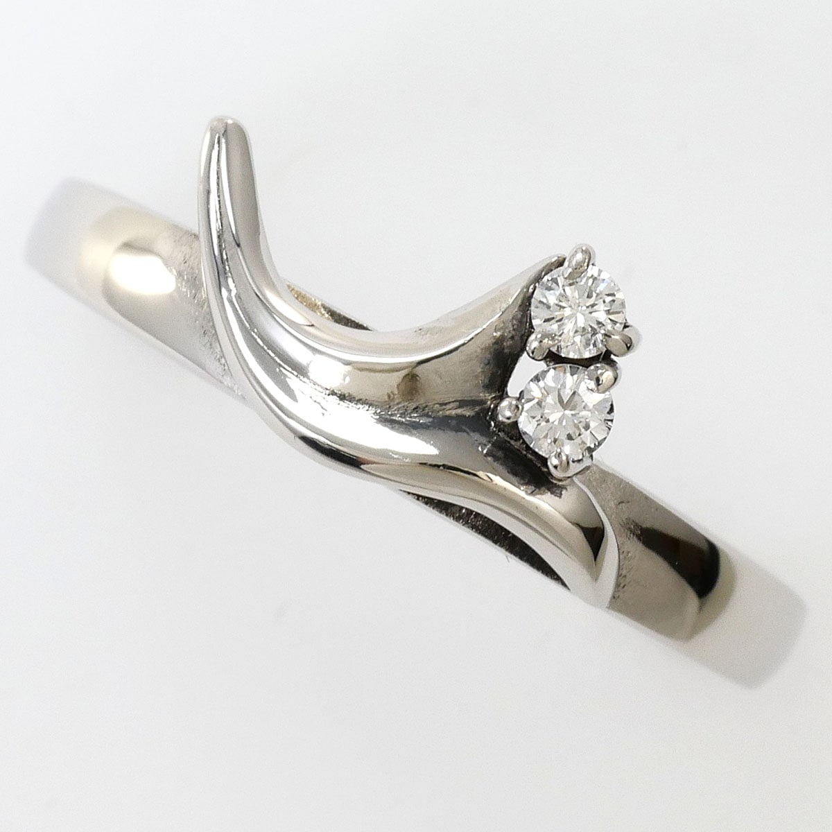 PT850 プラチナ リング・指輪 9.5号 ダイヤモンド（ct刻印なし） 総重量約3.3g ジュエリー 中古