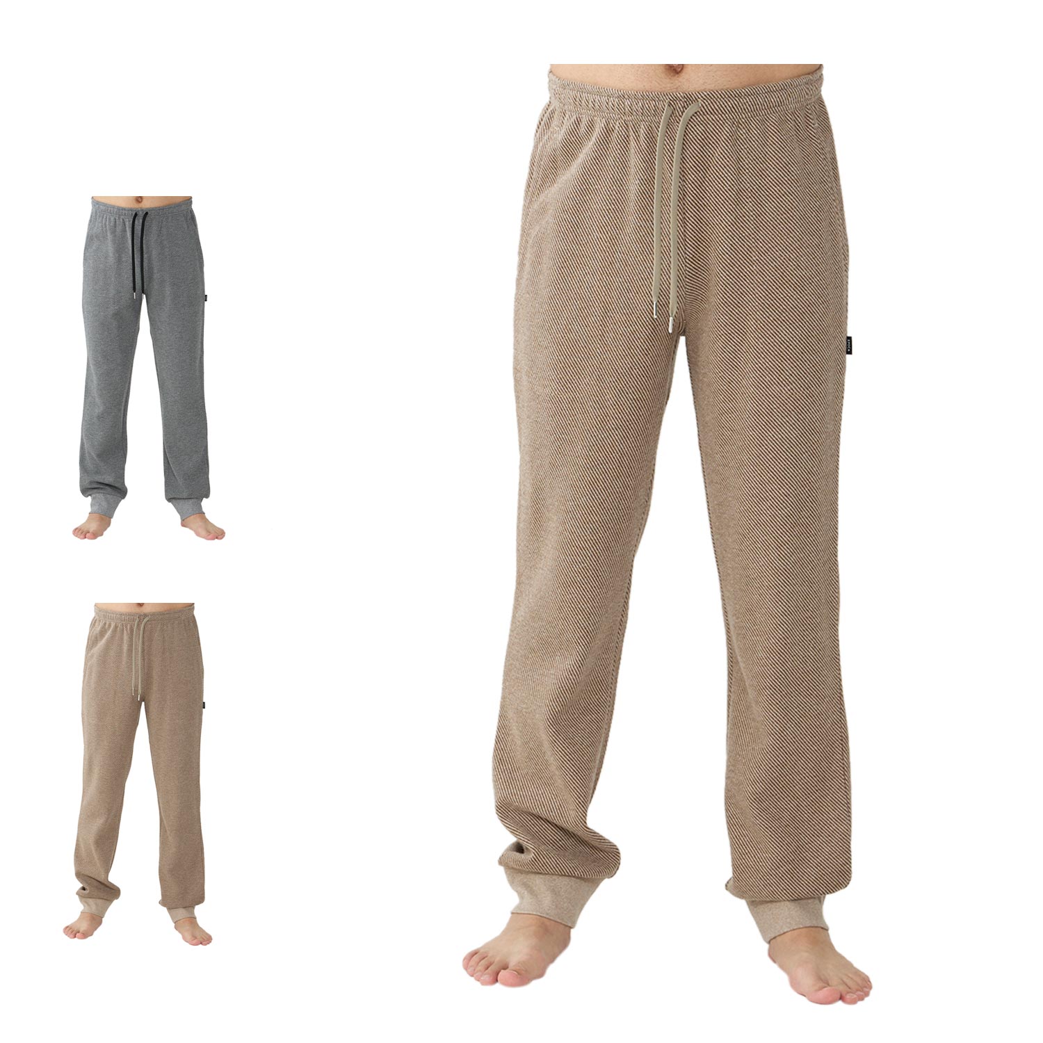ルームウェア 部屋着 パジャマ パンツ ナイトウェア ロングパンツ メンズ グレー ベージュ 0421-66