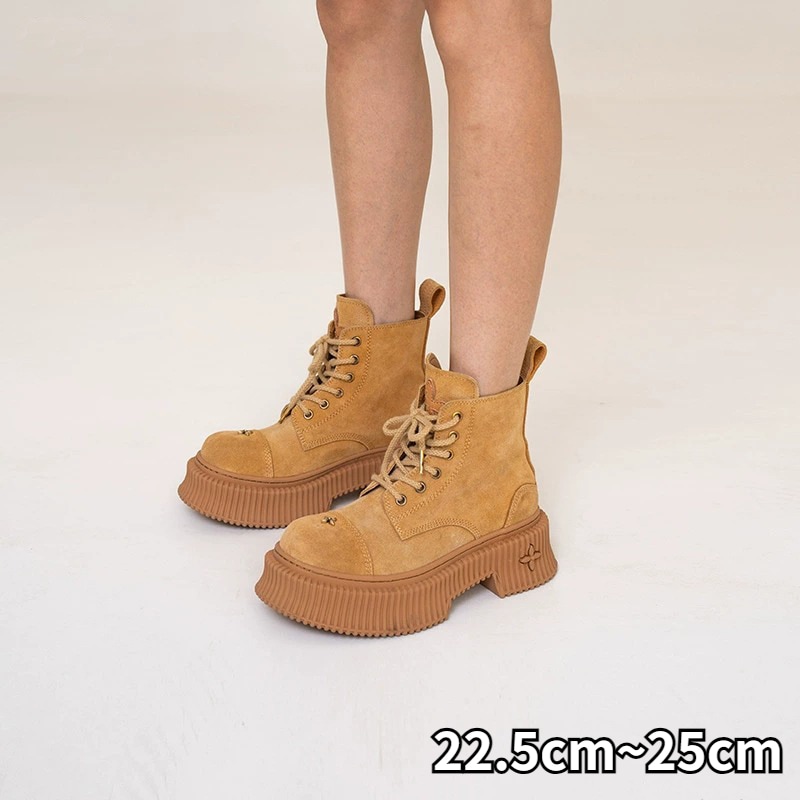 レディース マーチンブーツ イエローブーツ ワークブーツ ローヒール5cm レディース マウンテンブーツ チャッカブーツ 大きいサイズ ワークブーツ カジュアル 22.5cm~25cm