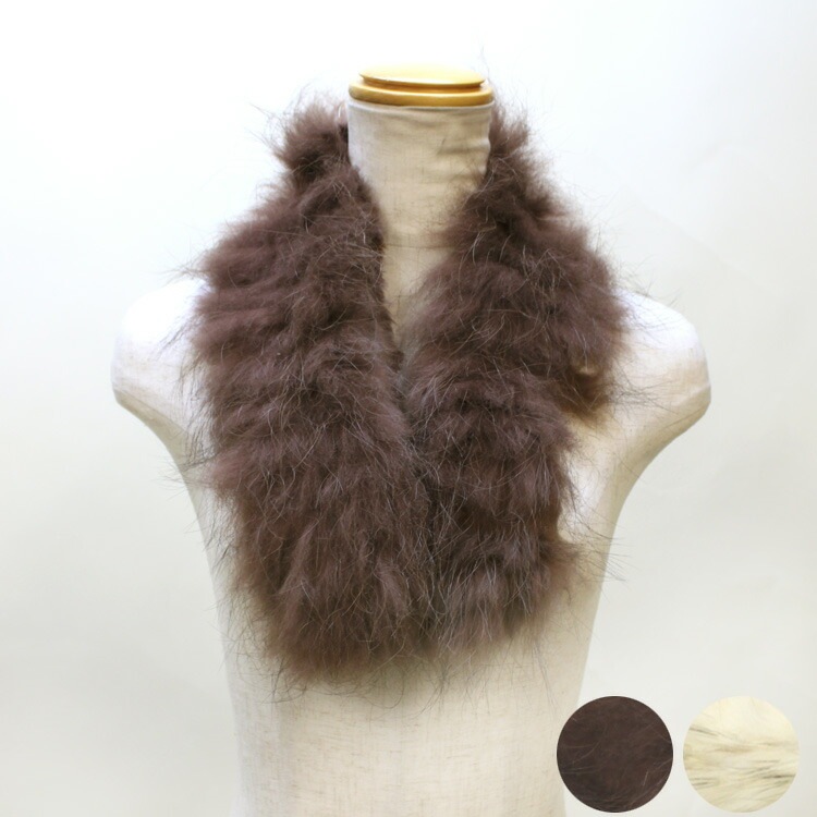 ラクーン ラビット リバーシブル ファー マフラー ブラウン ホワイト レディース 送料無料 ギフト プレゼント