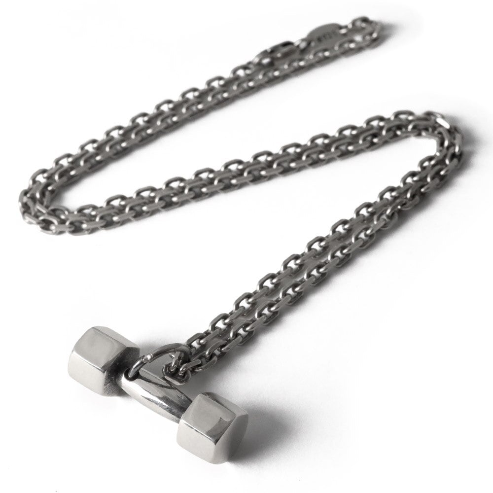 シルバー925 ダンベル ボディビル スポーツ 道具 小豆チェーンネックレス ペンダント silve
