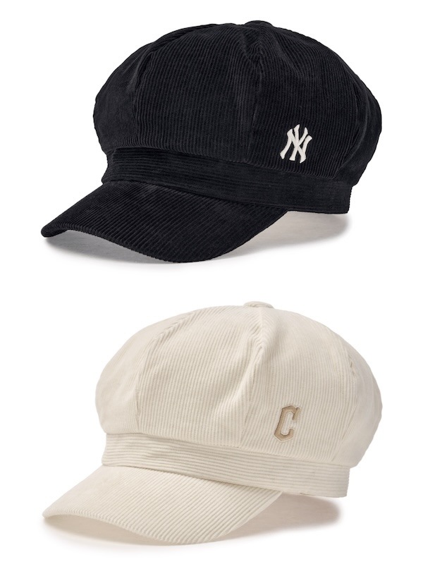 3ACBC0146韓国限定販売 男女共用 ベーシック コーデュロイ ニュースボーイキャップ ニューヨークヤンキース