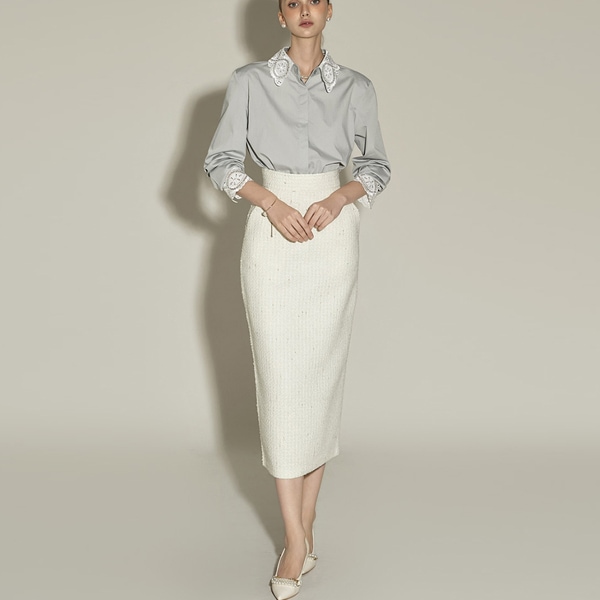 SK3085 ツイード ウール スカート