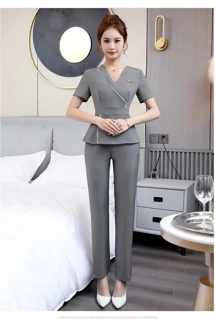 ユニフォーム エステ サロン レディース 女性 制服おしゃれ 半袖 上下セット (エステ ネイル 美