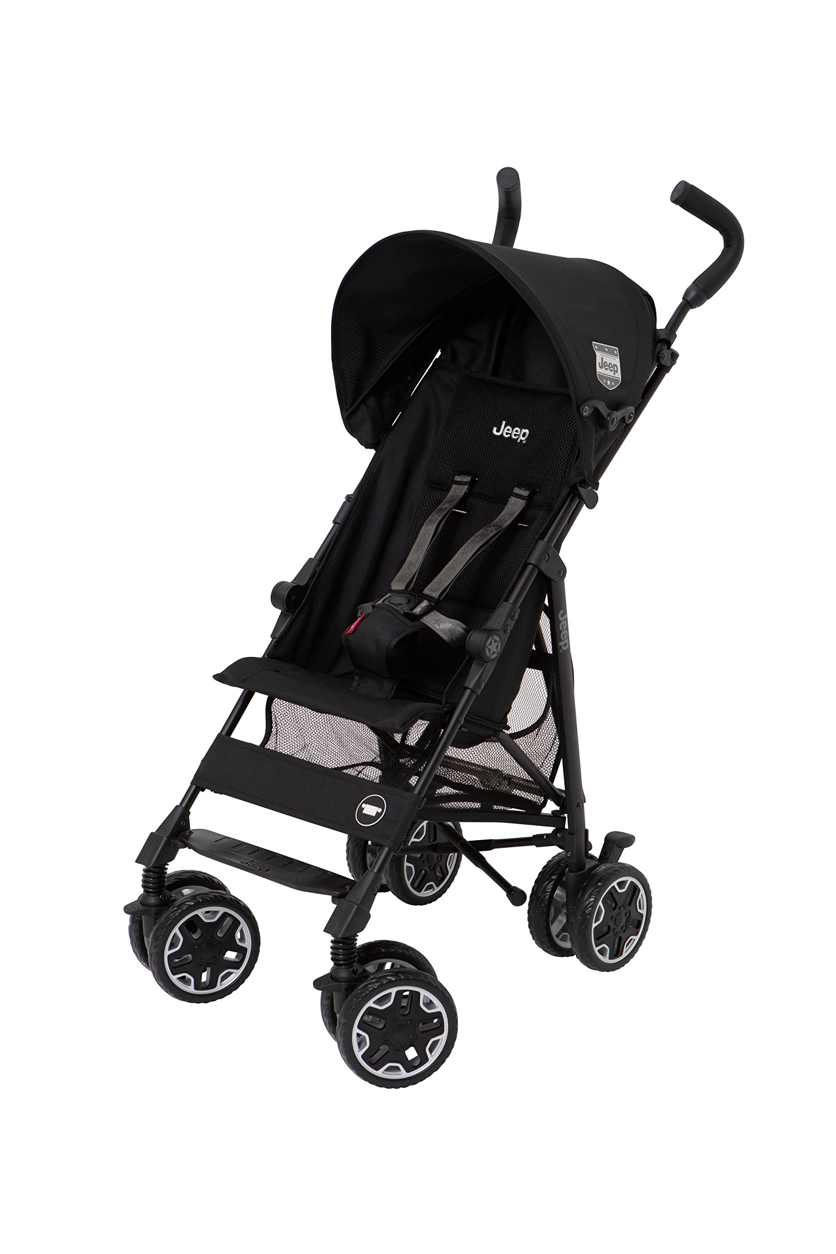 J is for Jeep B型ベビーカー アドベンチャー プラス ブラック 大きなタイヤで安定走行 ジープスピリットを受け継ぐベビーカー ロールアップ式のエアスルーメッシュシートで夏も快適 便利な小